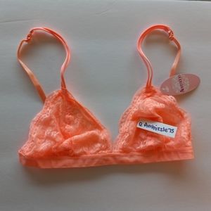 Anemone Floral Lace Triangle Bra - Peach